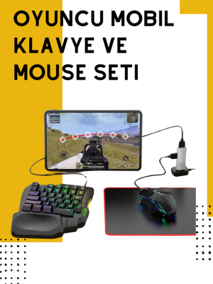 Yüksek Performanslı Mobil Oyun Aksesuarı – 5 Parçalı Klavye Mouse Dönüştürücü Set