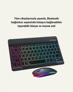 Şık ve Sessiz Tasarımlı Işıklı Klavye Mouse Seti – Şarjlı, Wireless