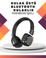 Kablosuz RGB Işıklı Katlanabilir Bluetooth Kulak Üstü Kulaklık - Görsel 2