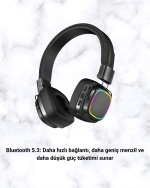 Renkli Işık Efektli Bluetooth 5.3 Müzik Kulaklığı - Görsel 3