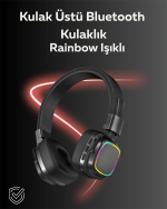 RGB Işıklı Katlanabilir Bluetooth 5.3 Kulak Üstü Kulaklık - Görsel 2
