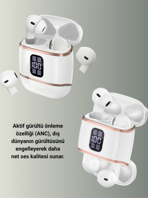 Kulakiçi Bluetooth Kulaklık V5.3 – 4’lü Set, Dijital Ekranlı, Gürültü Engelleme