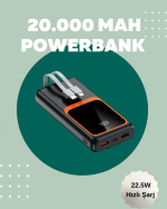 Dijital Ekranlı 20.000 mAh Powerbank | 22.5W Hızlı Şarj + Çoklu Bağlantı Seçeneği - Görsel 2