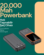 Taşınabilir Şarj Cihazı 20000 mAh | 22.5W Hızlı Şarj + Dijital Ekran + Kablo Dahil - Görsel 2
