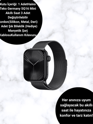 SQ-16 Mini Series 10 Akıllı Saat – 3 Kordon + Hediye Bileklik