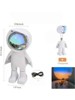 Gün Batımı Lambası Işık Arka Plan Projektör Sevimli Astronot Enerji Tasarruflu