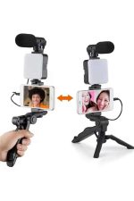 Telefon Tutucu Mikrofonlu Işıklı Youtuber Video Kayıt - Görsel 4