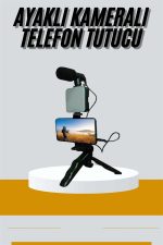 Tripod Telefon Tutucu Kumandalı Mikrofon Led Işık Vlog Video Kayıt - Görsel 2