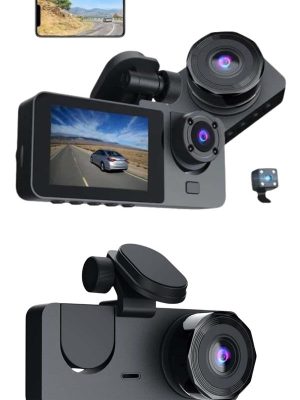 3 Kameralı 2 İnç 1080P Araç İçi Kamera Sürüş Kamerası CarPlay