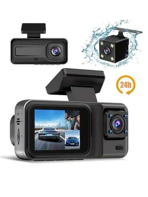 1080P 3 Lensli WİFİ Araç İçi Kameralı Ekran DVR Kaydedici Gece Görüşlü