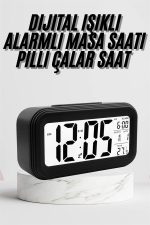 Dijital Masa Saati Termometre Takvim Led Ekran Pilli Ev Ofis Masası - Görsel 2