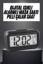 Gece Dijital Masa Saati Dijital Alarmlı Led Ekran Pilli Çalar Saat - Görsel 2