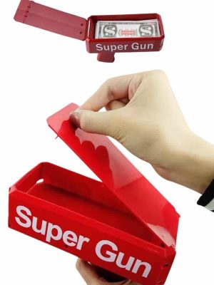 Kırmızı Parti Oyuncağı Para Saçma Fırlatma Tabancası Makinesi Super Money