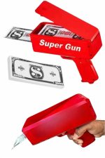 Kırmızı Parti Oyuncağı Para Saçma Fırlatma Tabancası Makinesi Super Money - Görsel 5