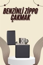 Çakmak Parlak Siyah Zippo Benzinli Çakmak Cep Boy Doldurulabilir - Görsel 2