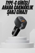 Araç İçi Şarj Cihazı 38W Güç Kapasiteli Type-C Girişli Araba Çakmaklık - Görsel 2