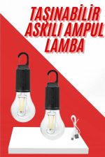 Şarjlı Aydınlatma Ampul Tasarımlı Ambians Işık Askılı Kamp Lambası - Görsel 2