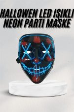 Led Işıklı Neon Maske Cadılar Bayramı Maskesi Korkunç Korku Maskesi - Görsel 2