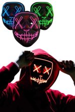 Led Işıklı Neon Maske Cadılar Bayramı Maskesi Korkunç Korku Maskesi - Görsel 4