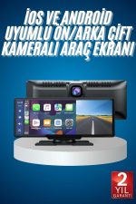 4K Ultra Araç İçi Ön ve Arka Kameralı Ekran HD 2 Kameralı Torpido Üstü Araç Multimedya - Görsel 2