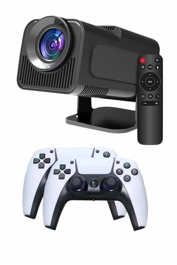 Compressed by jpeg-recompress Çift Kollu Game Box Projeksiyon Cihazı Kumandalı Android Tv Dahili Hoparlör - Görsel 3