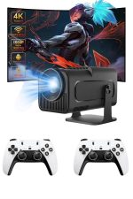 Çift Kollu Game Box Projeksiyon Cihazı Kumandalı Android Tv Dahili Hoparlör