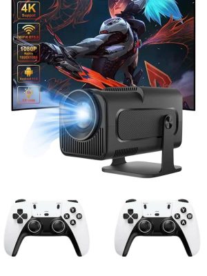 Çift Kollu Game Box Projeksiyon Cihazı Kumandalı Android Tv Dahili Hoparlör