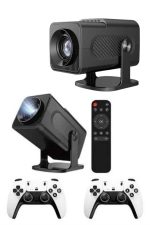 Çift Kollu Game Box Projeksiyon Cihazı Kumandalı Android Tv Dahili Hoparlör - Görsel 5