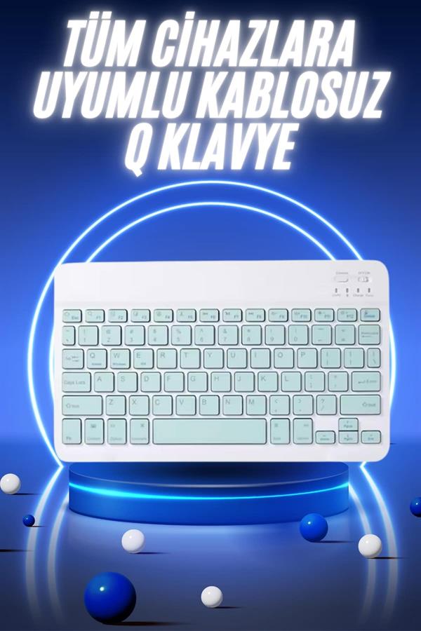 Compressed by jpeg-recompress Bluetooth Şarj Edilebilir Mini Q Klavye Kablosuz Taşınabilir - Görsel 2