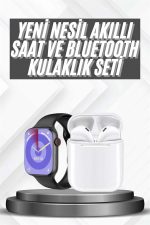 Akıllı Saat Gümüş Kasa Bluetooth Kulaklık Hediyeli Çok Fonksiyonlu İkili Set - Görsel 2