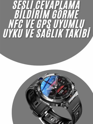 Akıllı Saat Titanyum Kasa Yuvarlak Ekran Alarm Uyku ve Sağlık Takibi Titreşimli