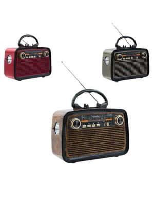 Bluetooth Hoparlör Ahşap Renk Vintage Işıklı Nostaljik Radyo Fm Ahşap Görünümlü