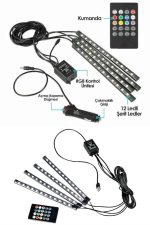 Araç İçi Ayak Altı Led 12 Led Işık Sese Müziğe Duyarlı RGB Işıklı Aydınlatma Seti - Görsel 3