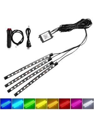 Araç İçi Ayak Altı Led 12 Led Işık Sese Müziğe Duyarlı RGB Işıklı Aydınlatma Seti