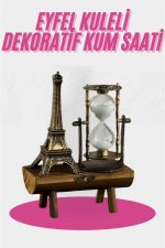 Eyfel Kulesi Tasarımlı Kum Saati Kristalleştirilmiş Kum Saati Dekoratif Ahşap Görünümlü - Görsel 2