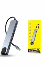 8 Portlu Macbook Çevirici Type C Hub  SD TF USB Çoğaltıcı Ethernet - Görsel 4