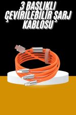 120W 3 İn 1 Uyumlu Silikon Şarj Kablosu Hızlı Şarj Kablosu - Görsel 2