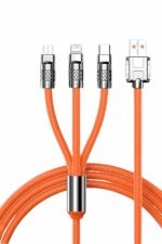 120W Silikon Metal Uçlu LED Işıklı 3 In1 Şarj Kablosu 1.2m - Görsel 3