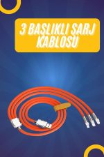 120W Silikon Metal Uçlu LED Işıklı 3 In1 Şarj Kablosu 1.2m - Görsel 2