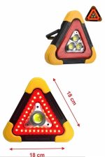 Işıklı İkaz Lambası Reflektör Şarjlı Işıklı Üçgen LED Acil Durum Feneri - Görsel 5