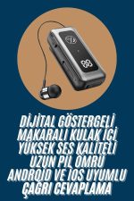 Makaralı Kulaklık SD Kart Girişli Dijital Göstergeli Kablolu Bluetooth Kulaklık