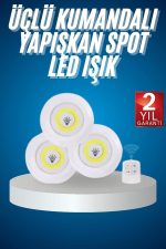 Kablosuz Pilli Işıldak  Masa Lambası Mutfak Tezgah Altı Banyo Dolabı Dolap İçi - Görsel 2