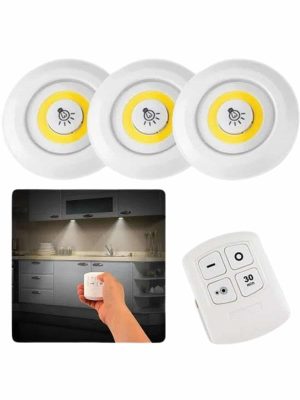 Dolap Işığı Mutfak Rafı Işığı Uzaktan Kumandalı 3 Lü Spot Led Lamba