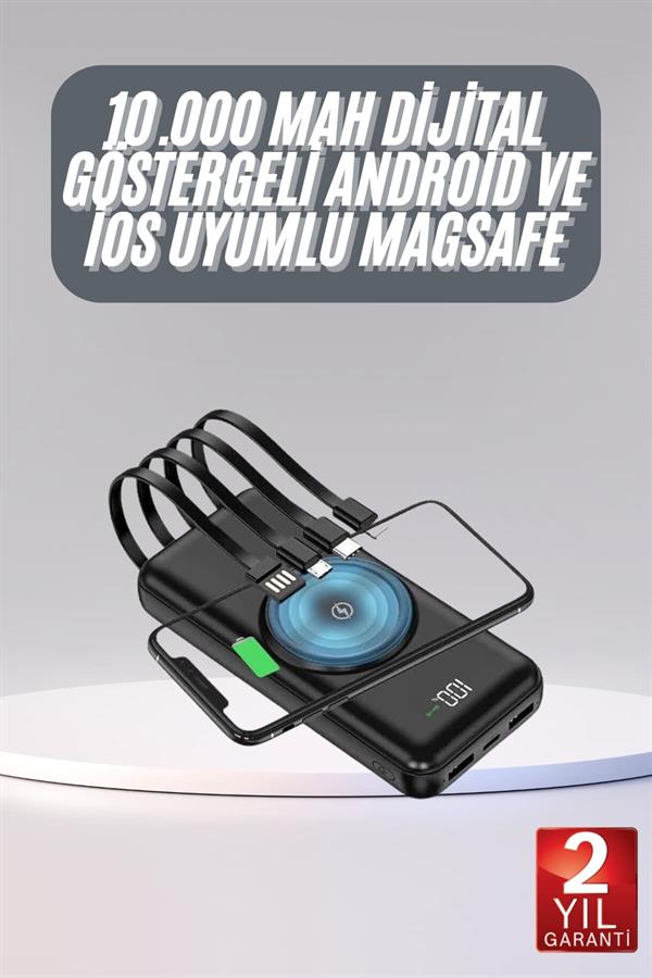 Compressed by jpeg-recompress Kablosuz Çoklu Şarj Girişli 10.000 Mah Kablolu Powerbank Taşınabilir - Görsel 2