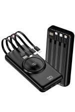 Kablosuz Çoklu Şarj Girişli 10.000 Mah Kablolu Powerbank Taşınabilir - Görsel 4