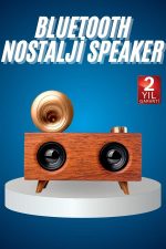 Bluetooth Nostalji Speaker Radyo Gramofon Ahşap Renk Vintage - Görsel 2