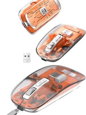 Sessiz Tıklama Çift Modlu Bluetooth Ve Alıcı Şeffaf Mouse Fare