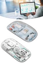 Sessiz Tıklama Çift Modlu Bluetooth Ve Alıcı Şeffaf Mouse Fare - Görsel 3