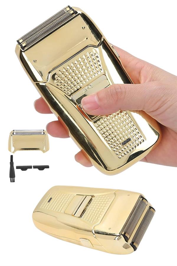 Compressed by jpeg-recompress Sakal Kesme Tıraş Makinesi Paslanmaz Çelik Gold Şarjlı - Görsel 1