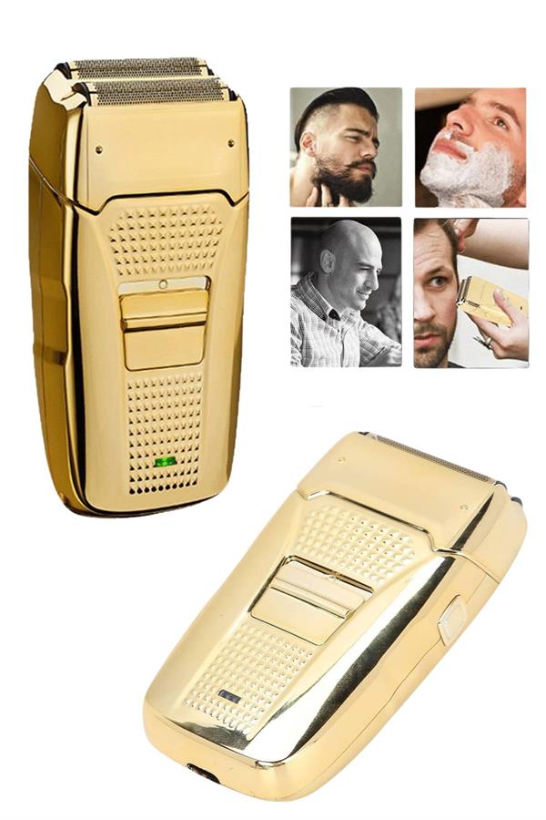 Compressed by jpeg-recompress Sakal Kesme Tıraş Makinesi Paslanmaz Çelik Gold Şarjlı - Görsel 3